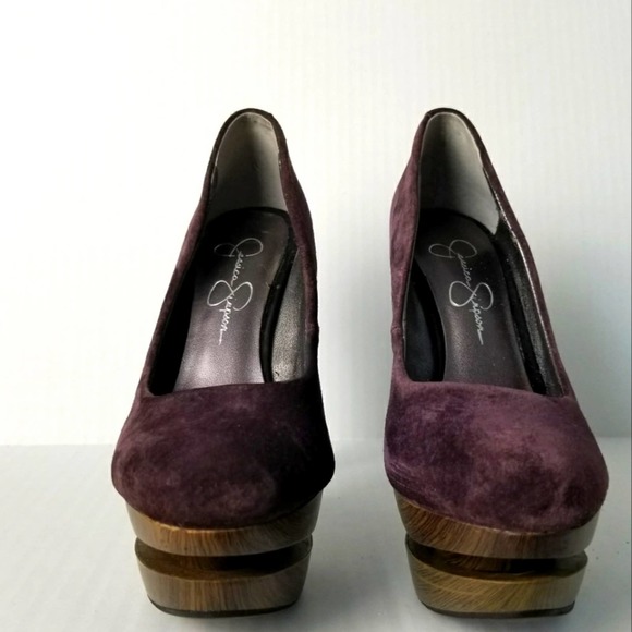 Jessica Simpson Woman's Violet Suede with Wooden and Black Heel  Size 6 - Picture 1 of 6